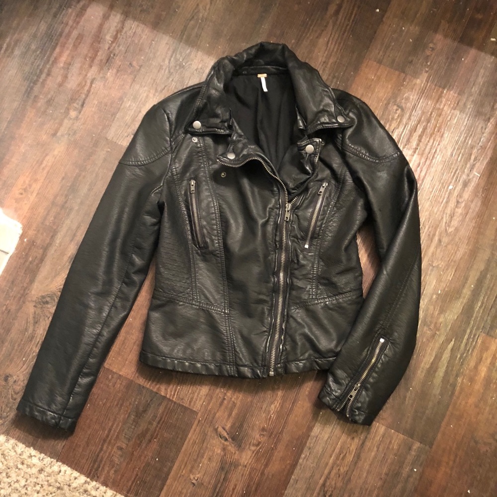 Free People vegan leather moto jacket